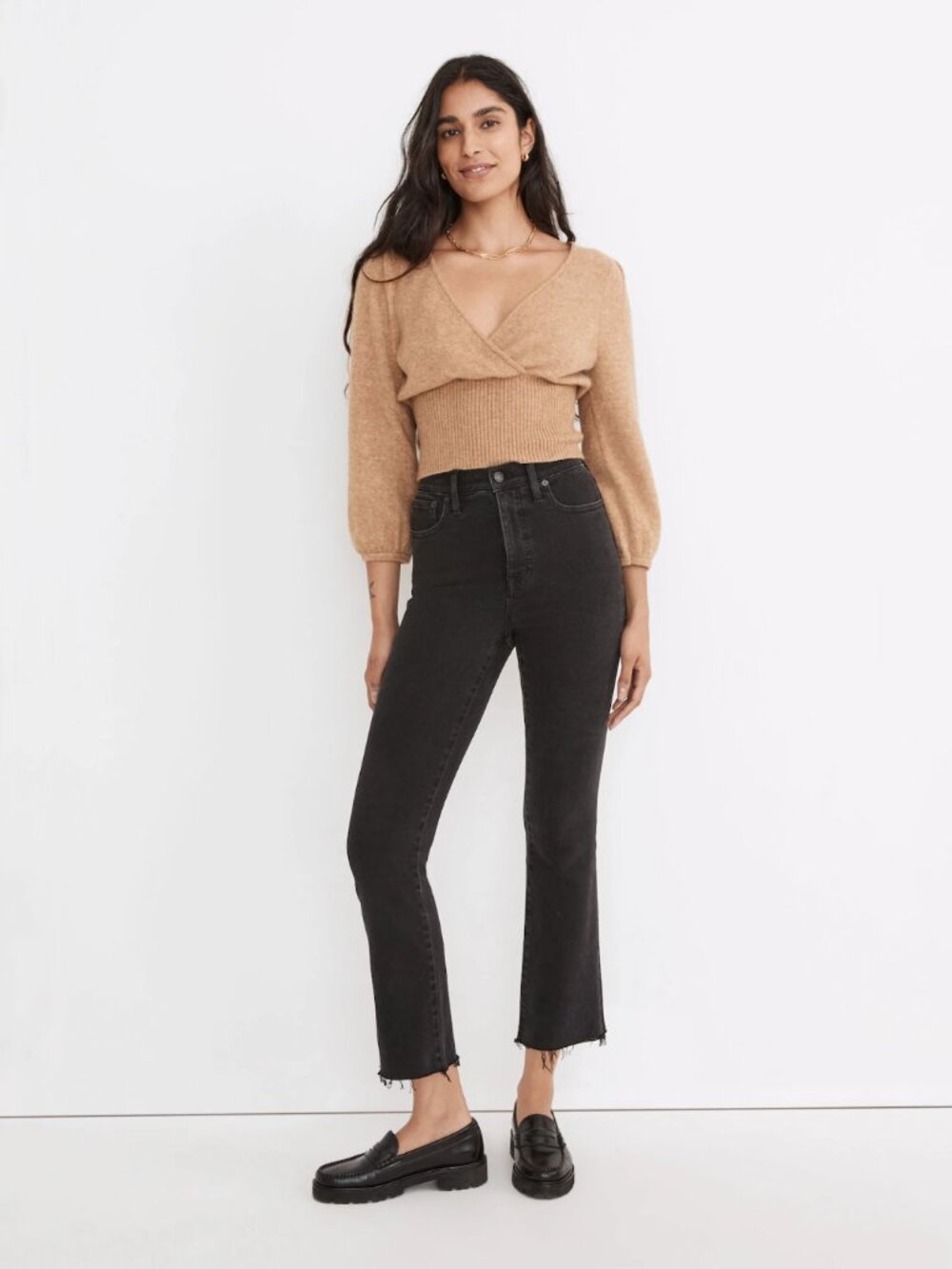 Madewell Cali Demi-Boot Raw Hem Jeans Black Womens - Size 28W